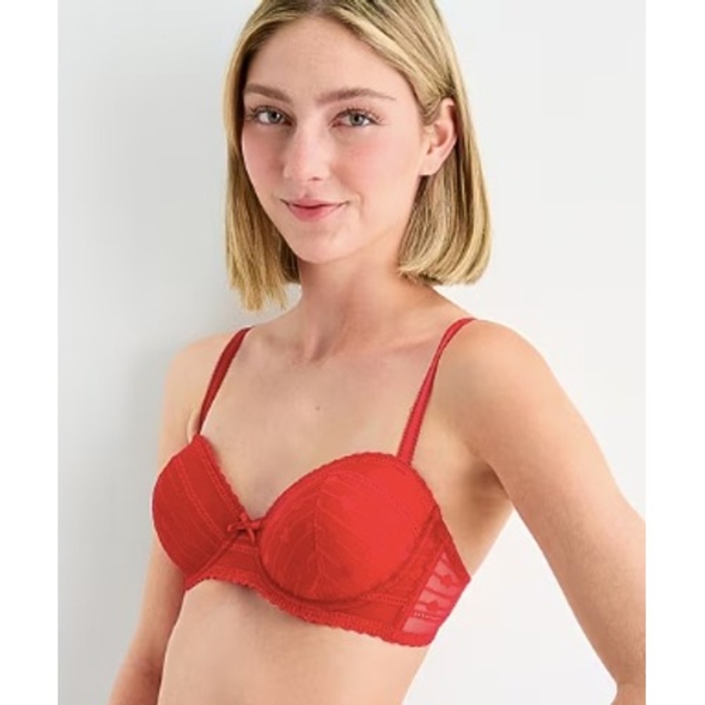 Arizona Body Red Heart Lace Push-Up Balconette Bra 34B New With Tags